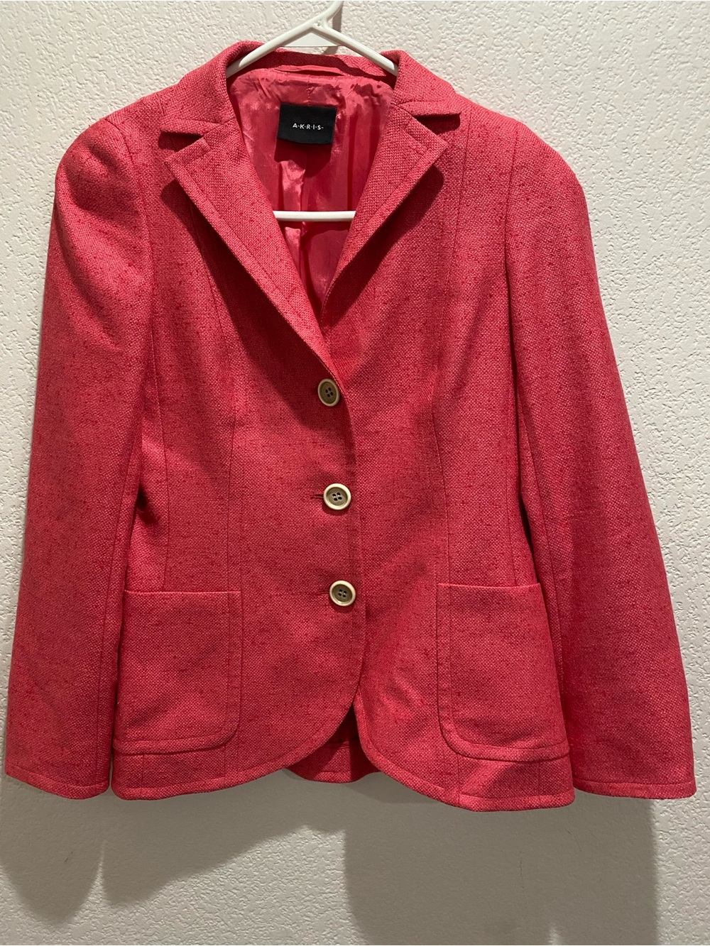Akris Pink Tweed Silk Cashmere Blend Blazer Jacket Single Breasted Luxury